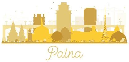 silueta dorada del horizonte de la ciudad de patna india. vector