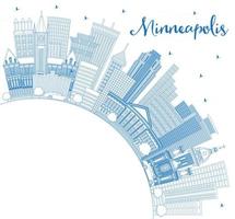 delinee el horizonte de minneapolis minnesota con edificios azules y copie el espacio. vector