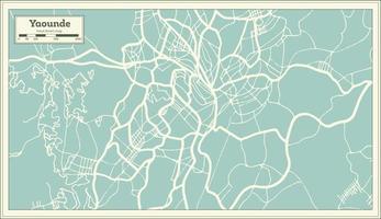Yaounde Cameroon City Map in Retro Style. Outline Map. vector