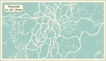 mapa de la ciudad de yaundé camerún en estilo retro. esquema del mapa. vector