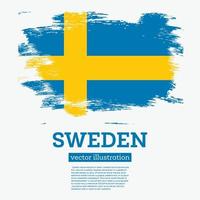 Sweden Flag with Brush Strokes. vector