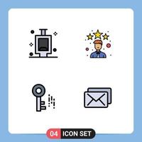 Set of 4 Modern UI Icons Symbols Signs for urinal key best star mail Editable Vector Design Elements