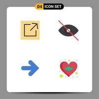 Pack of 4 creative Flat Icons of export right eye arrow flag Editable Vector Design Elements