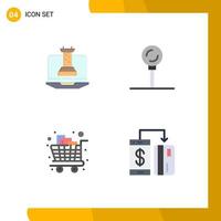 4 Thematic Vector Flat Icons and Editable Symbols of digital full marketing gastronomy shopping Editable Vector Design Elements