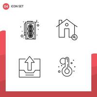 4 Line concept for Websites Mobile and Apps computer close buildings house office Editable Vector Design Elements