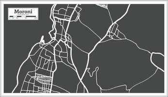 Moroni Comoros City Map in Retro Style. Outline Map. vector