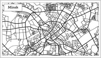 Mapa de la ciudad de Minsk Bielorrusia en color blanco y negro. vector