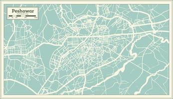 mapa de la ciudad de peshawar pakistán en estilo retro. esquema del mapa. vector