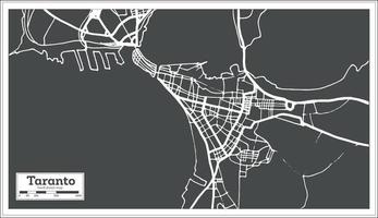 Taranto Italy City Map in Retro Style. Outline Map. vector