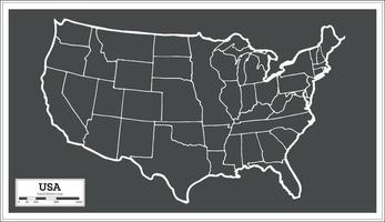 USA City Map in Retro Style. Outline Map. vector