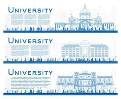 Outline Set of University Campus Study Banners. vector