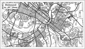 Richmond Virginia USA City Map in Retro Style. Outline Map. vector