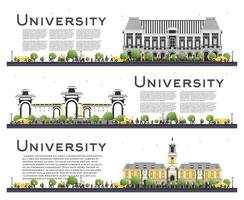 Set of University Study Banners Isolated on White. vector