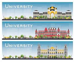 conjunto de carteles de estudio del campus universitario. ilustración vectorial vector