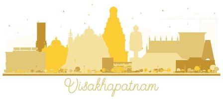 silueta dorada del horizonte de la ciudad india de visakhapatnam. vector