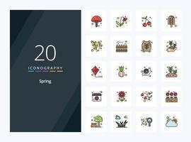 20 Spring line Filled icon for presentation vector