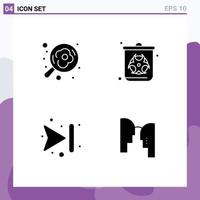 Group of 4 Solid Glyphs Signs and Symbols for camping forward egg pollution brain Editable Vector Design Elements