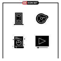 4 Creative Icons Modern Signs and Symbols of construction graph bend paradox video Editable Vector Design Elements