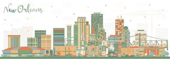 New Orleans Louisiana City Skyline with Color Buildings. vector