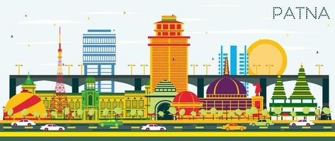 Patna India City Skyline with Color Buildings and Blue Sky. vector