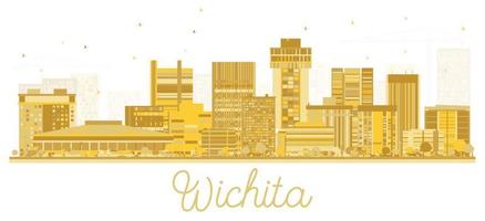 Wichita Kansas City Skyline Golden Silhouette. vector