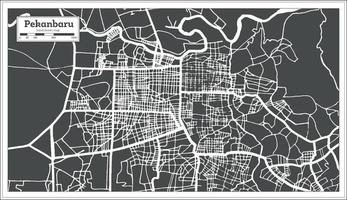 mapa de la ciudad de pekanbaru indonesia en estilo retro. esquema del mapa. vector