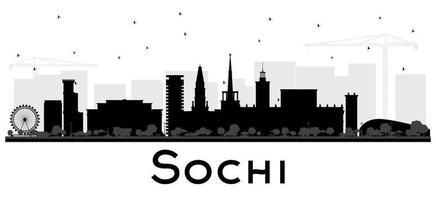 Sochi Russia City Skyline Silhouette with Black Buildings Isolated on White. vector