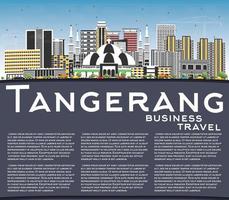 Tangerang Indonesia City Skyline with Gray Buildings, Blue Sky and Copy Space. vector