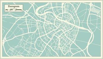 Zaragoza Spain City Map in Retro Style. Outline Map. vector