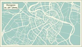 Zaragoza Spain City Map in Retro Style. Outline Map. vector