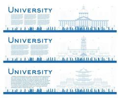 Outline Set of University Campus Study Banners. vector