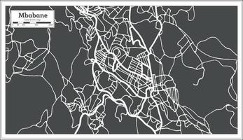 mapa de la ciudad de mbabane swazilandia en estilo retro. esquema del mapa. vector