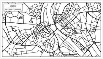 Riga Latvia Map in Black and White Color. vector