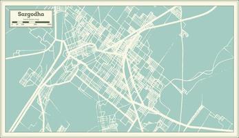 mapa de la ciudad de sargodha pakistán en estilo retro. esquema del mapa. vector