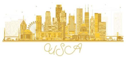 USA City Skyline Silhouette with Golden Skyscrapers and Landmarks vector