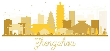 Zhengzhou City skyline golden silhouette. vector