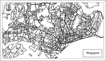 Singapore City Map in Black and White Color. vector