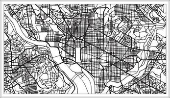 mapa de washington dc usa en color blanco y negro. vector