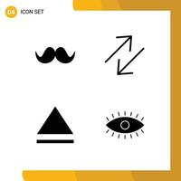 Pictogram Set of 4 Simple Solid Glyphs of moustache eye male change watch Editable Vector Design Elements