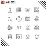 Group of 16 Modern Outlines Set for file database science data symbol Editable Vector Design Elements