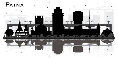 Patna India City Skyline Silhouette with Black Buildings and Reflections Isolated on White Background. vector