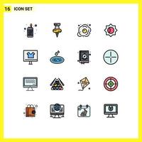 Universal Icon Symbols Group of 16 Modern Flat Color Filled Lines of commerce browser food apparel setting Editable Creative Vector Design Elements