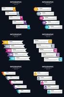 plantilla de diapositiva de presentación del paquete de infografías vectoriales 6 diagramas de ciclo de 5 pasos y líneas de tiempo vector