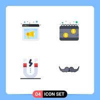 Modern Set of 4 Flat Icons and symbols such as browser tax speaker money design Editable Vector Design Elements