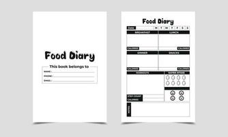 Food Diary Kdp Interior Easily plan out of your meals for breakfast, lunch, dinner and snacks vector