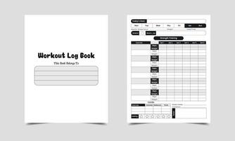 WORKOUT LOG BOOK JOURNAL Kdp Interior, KDP interior journal template. Daily exercise tracker Log book KDP interior. Workout journal template design vector