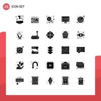 Group of 25 Solid Glyphs Signs and Symbols for neptune learning layout electronic e Editable Vector Design Elements