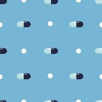 Vector seamless pattern with tablets. The concept of treatment and recovery. A health design element for apps, websites and social networks. Medicinal pills.