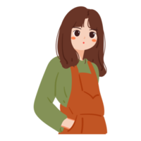 hand drawing cartoon girl. cute girl drawing for profile picture png