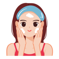 cute girl illustration washing her face png